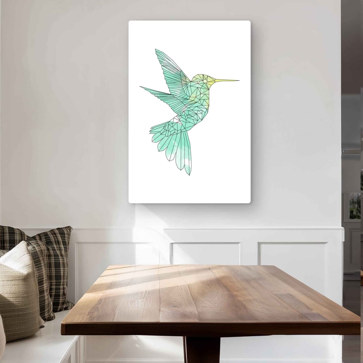C1MP24360U1HUN 24 x 36 in. Geometric Hummingbird Metal Print Wall Art - Unique Home Decor Art