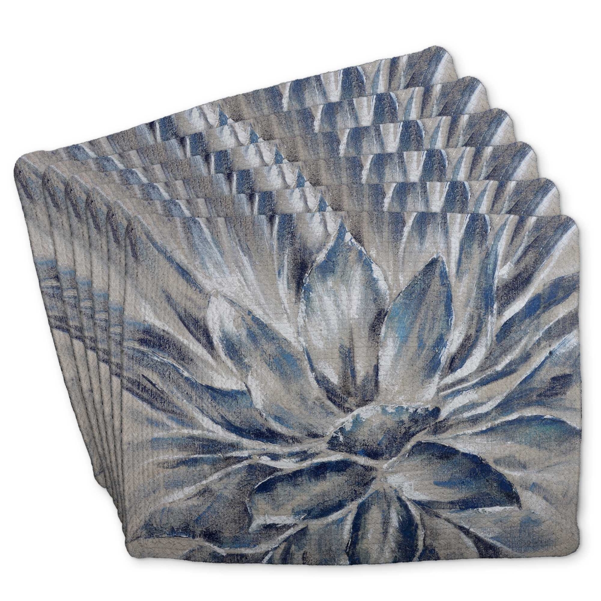 Picture of Begin Home Decor C6BP1418YWHR89 14 x 18 in. Blue & Gray Flower Braided Polyester Placemat - Home Decor - Set of 6