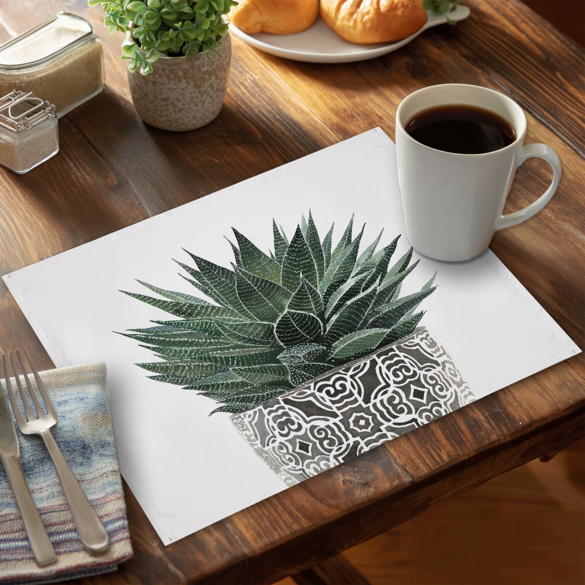 Picture of Begin Home Decor C6PP14180RVAD5 14 x 18 in. Zebra Plant Succulent Placemat - Stylish Home Decor Accent - Set of 6