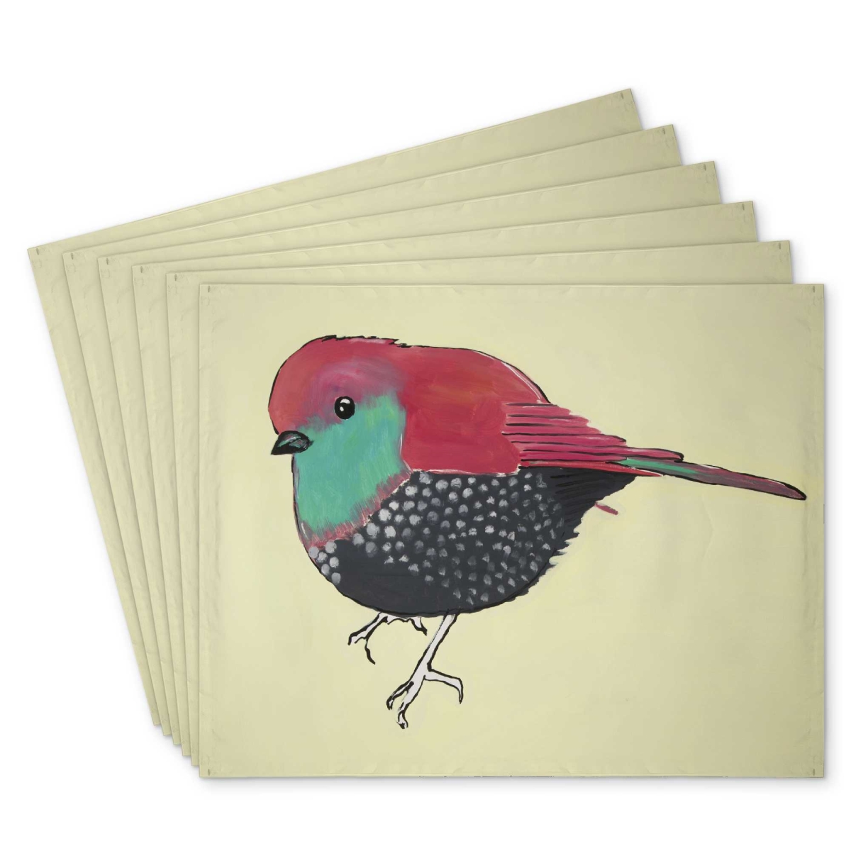 Picture of Begin Home Decor C6PP141828XMPP 14 x 18 in. Little Purple Bird Illustration - Polyester Placemat - Set of 6