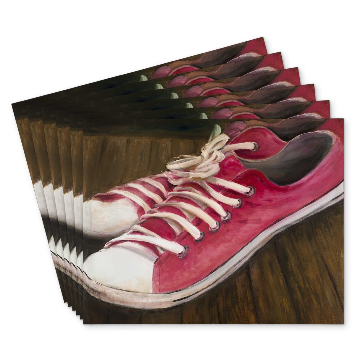 Picture of Begin Home Decor C6PP14182L4MY4 14 x 18 in. Pink Sneakers Polyester Placemat - Stylish Decor Accessory - Set of 6