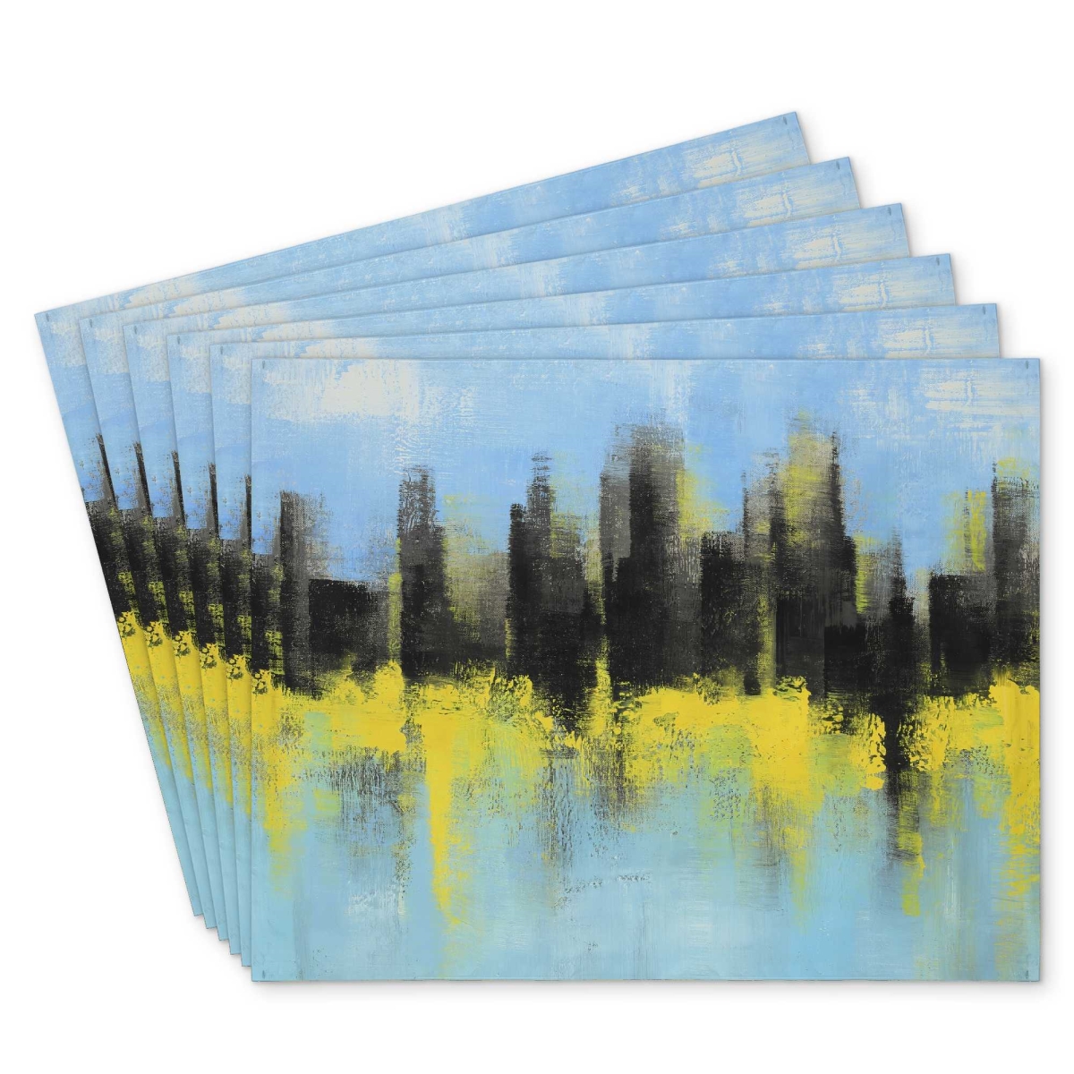 Picture of Begin Home Decor C6PP14183VHTA3 14 x 18 in. City Made by Sponge Polyester Placemat for Home Decor - Set of 6