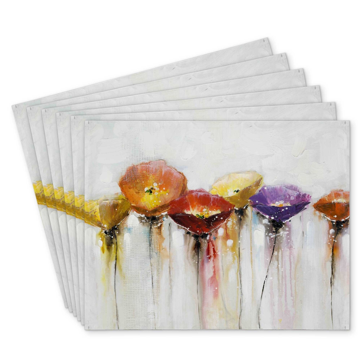Picture of Begin Home Decor C6PP14185F9LV5 14 x 18 in. Multiple Colorful Abstract Flowers - Polyester Placemat - Set of 6
