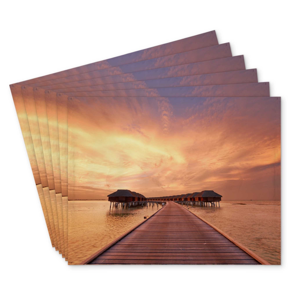 Picture of Begin Home Decor C6PP1418FONEQ0 14 x 18 in. Sea Villas Polyester Placemat - Stylish Home Decor Accent - Set of 6