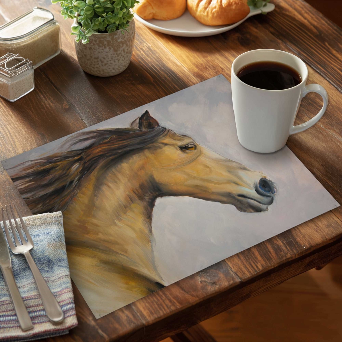 Picture of Begin Home Decor C6PP1418LKA5XO 14 x 18 in. Proud Steed Placemat - Mane in the Wind - Home Decor Accent - Set of 6