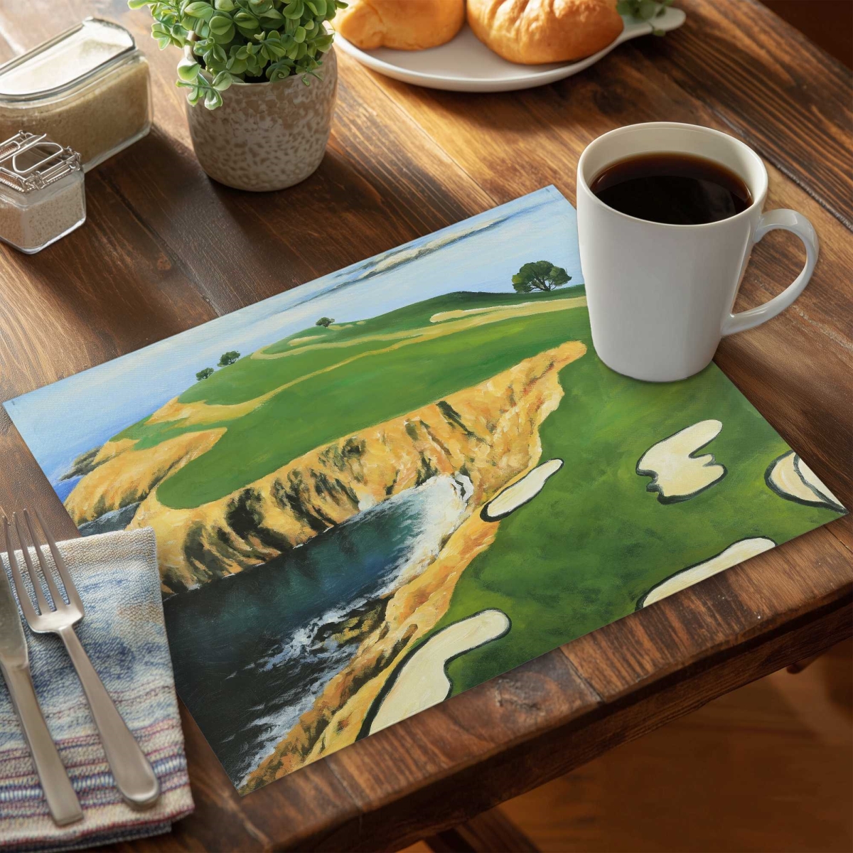 Picture of Begin Home Decor C6PP1418P9T3A3 14 x 18 in. Pebble Beach Golf Links Polyester Placemat for Home Decor - Set of 6
