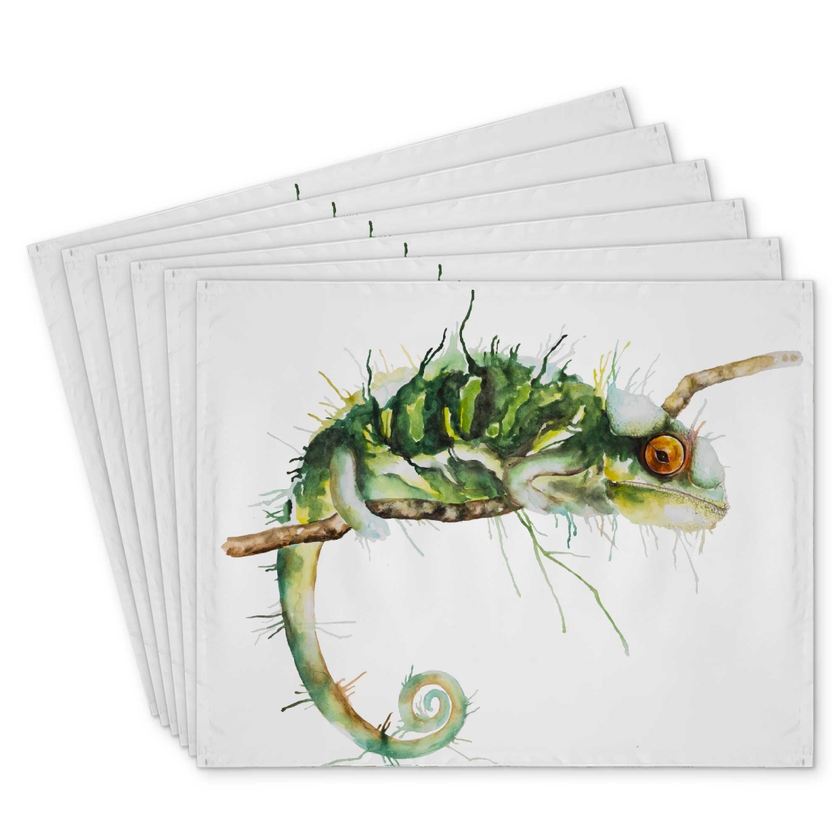 Picture of Begin Home Decor C6PP1418PDGUTQ 14 x 18 in. Chameleon on the Lookout - Polyester Placemat for Home Decor - Set of 6