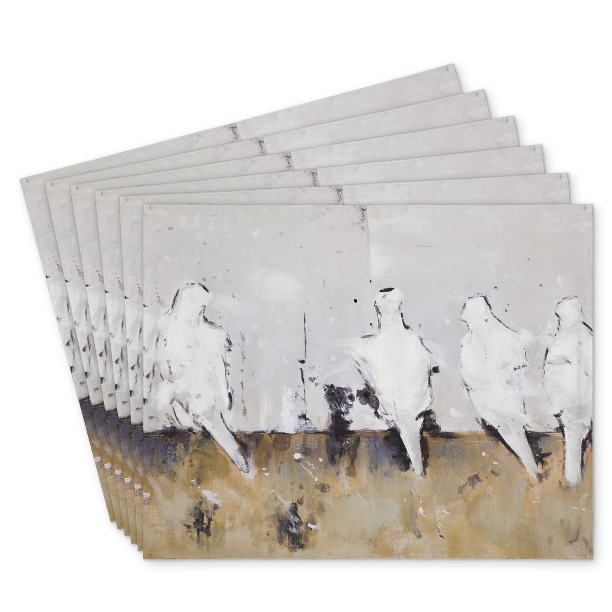 Picture of Begin Home Decor C6PP1418QAA3J8 14 x 18 in. Eight Perched Birds Polyester Placemat - Home Decor Accent - Set of 6