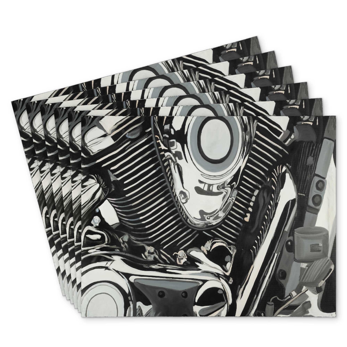 Picture of Begin Home Decor C6PP1418RHQ2K9 14 x 18 in. Motorcycle Engine Polyester Placemat - Stylish - Set of 6