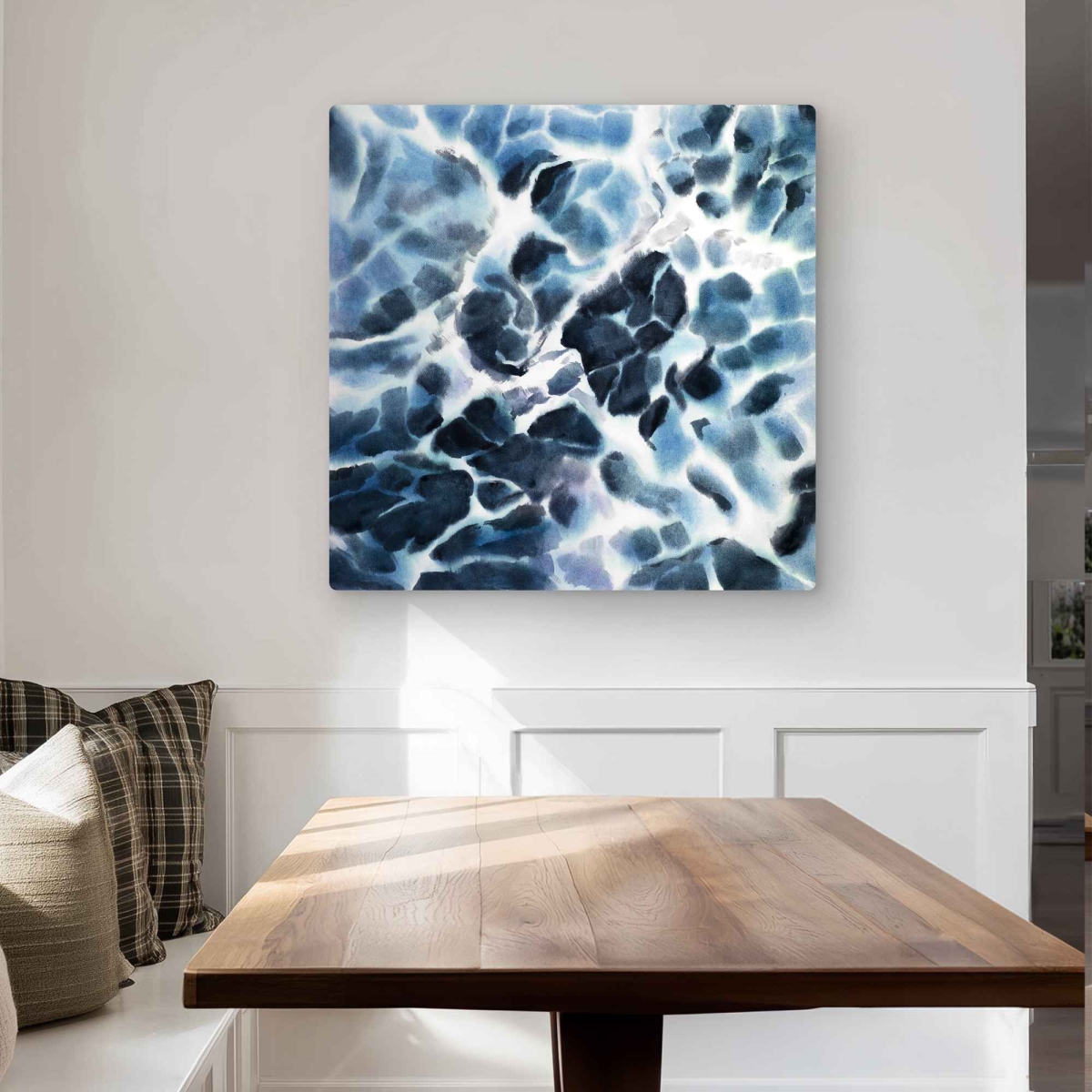 C1MP3232HA9Q5Z 32 x 32 in. Stormy Waves of the Sea Wall Art - Blue Marine Metal Print Decor