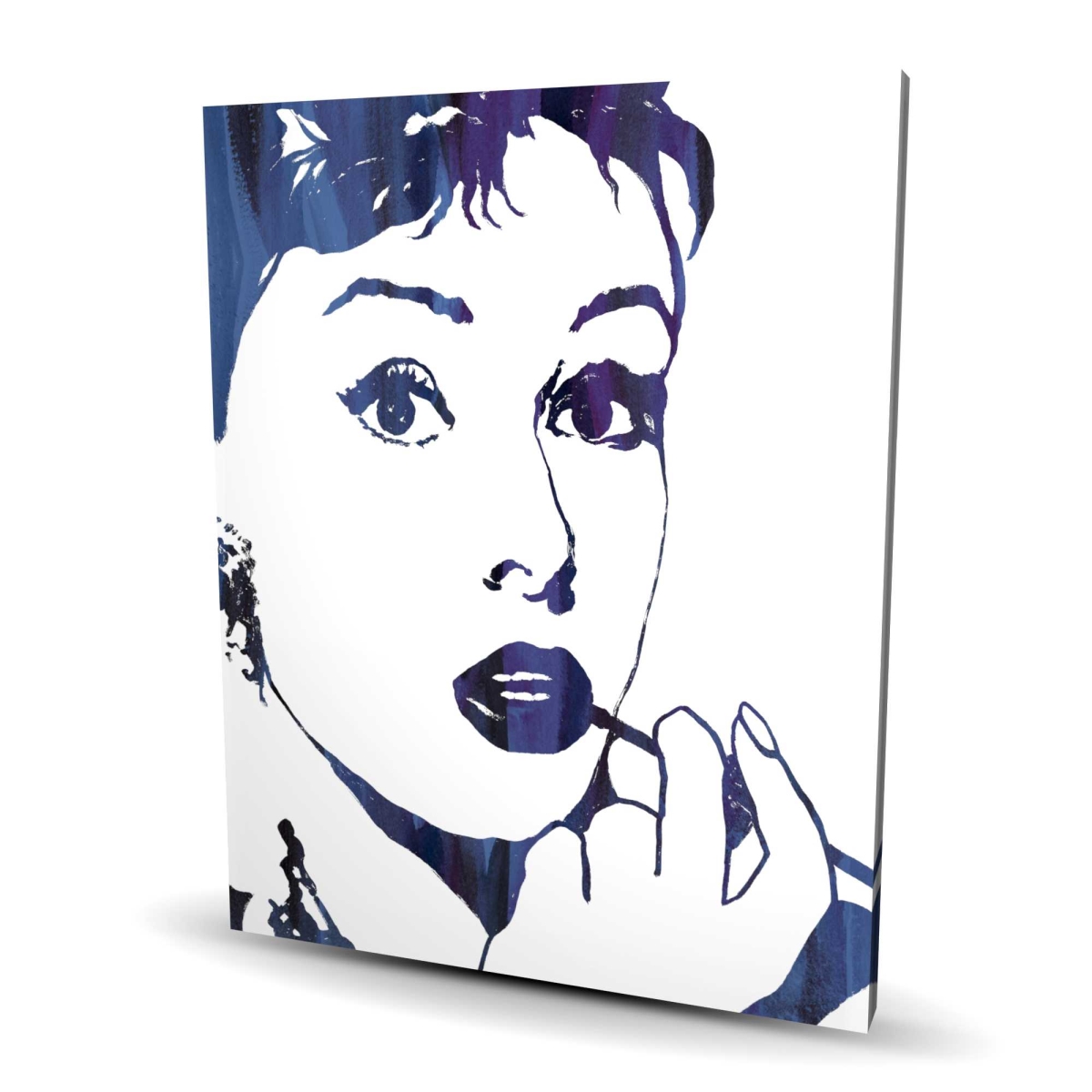 C1RC4860CBSRCQ 48 x 60 in. Audrey Hepburn Cigarillo - Figurative Blue Canvas Art Decor