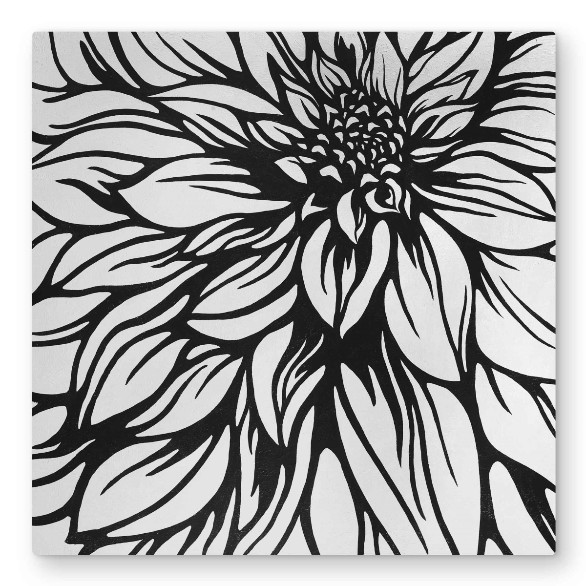 C1MP3232ZW1V8W 32 x 32 in. Dahlia Flower Outline Style Metal Print Wall Art - Black Floral Decor