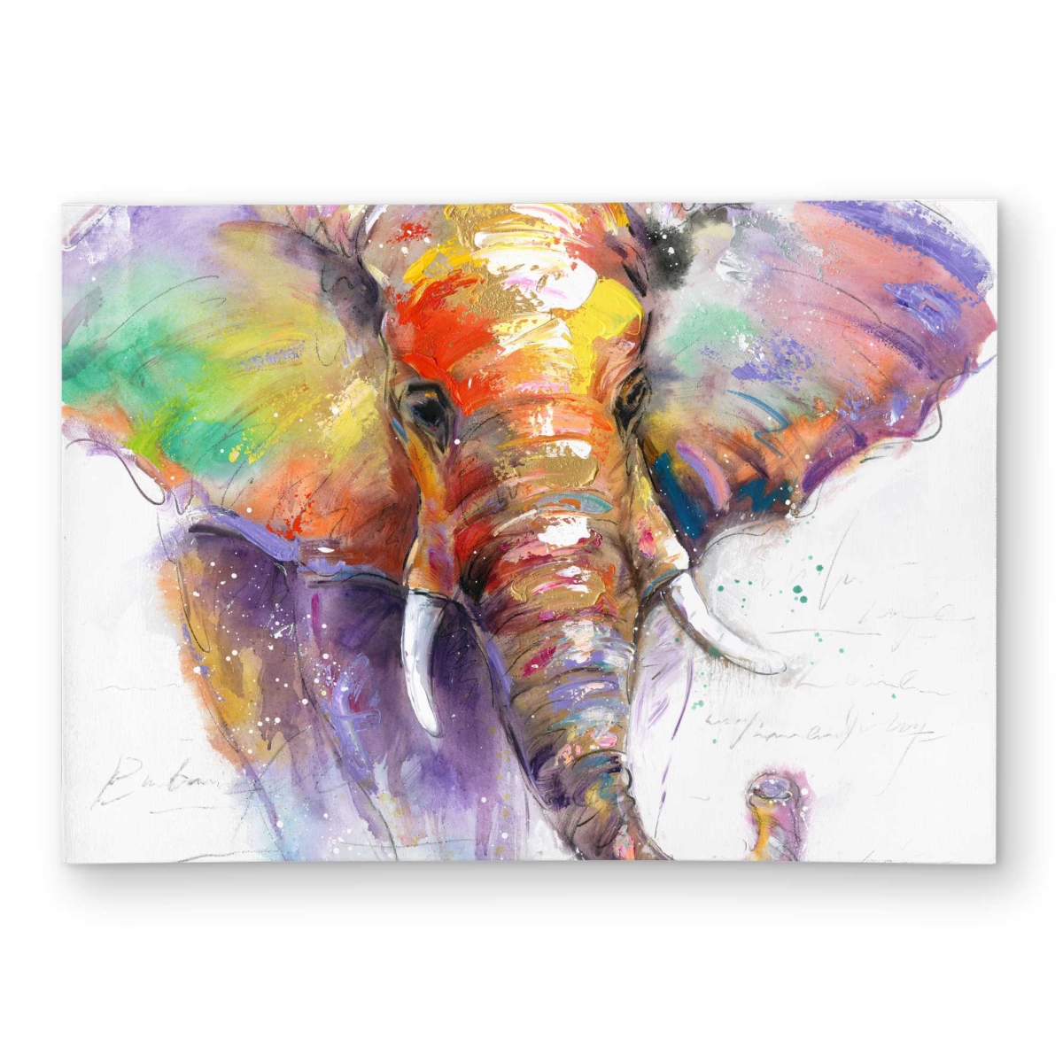 C1ROAR57NUGW8J 5 x 7 ft. Beautiful & Colorful Elephant - Contemporary Orange Outdoor Rectangle Area Rug