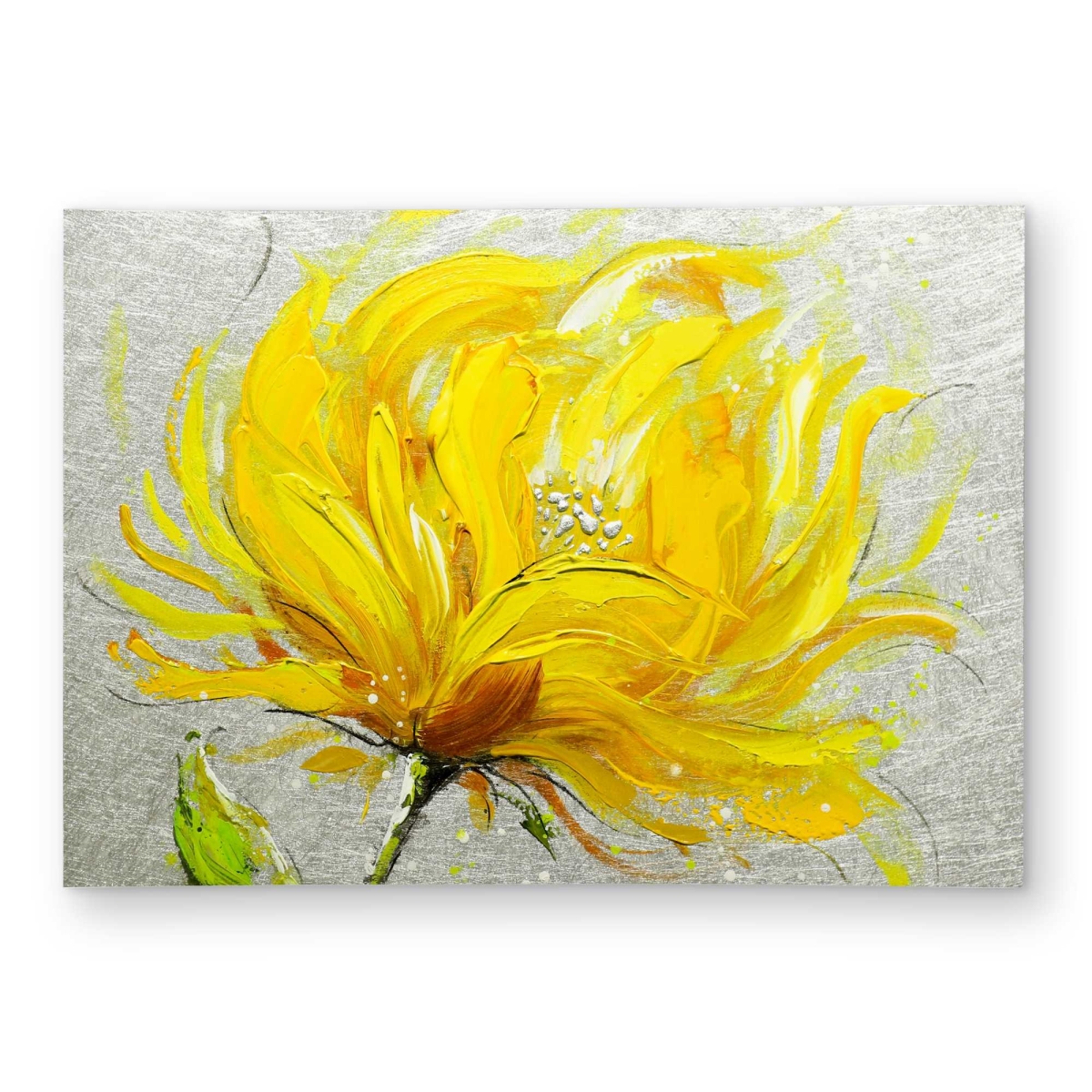 C1ROAR57OWKM5J 5 x 7 ft. Yellow Fluffy Flower - Contemporary Gray Outdoor Rectangle Area Rug