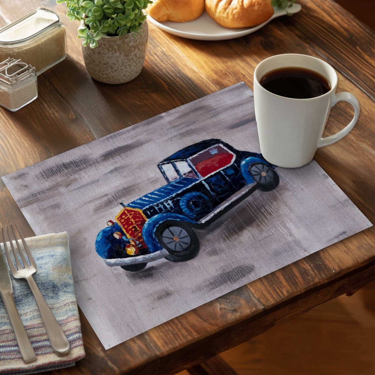 Picture of Begin Home Decor C4PP141855MUPO 14 x 18 in. Toy Car Polyester Placemat - Fun Home Decor for Kids - Set of 4