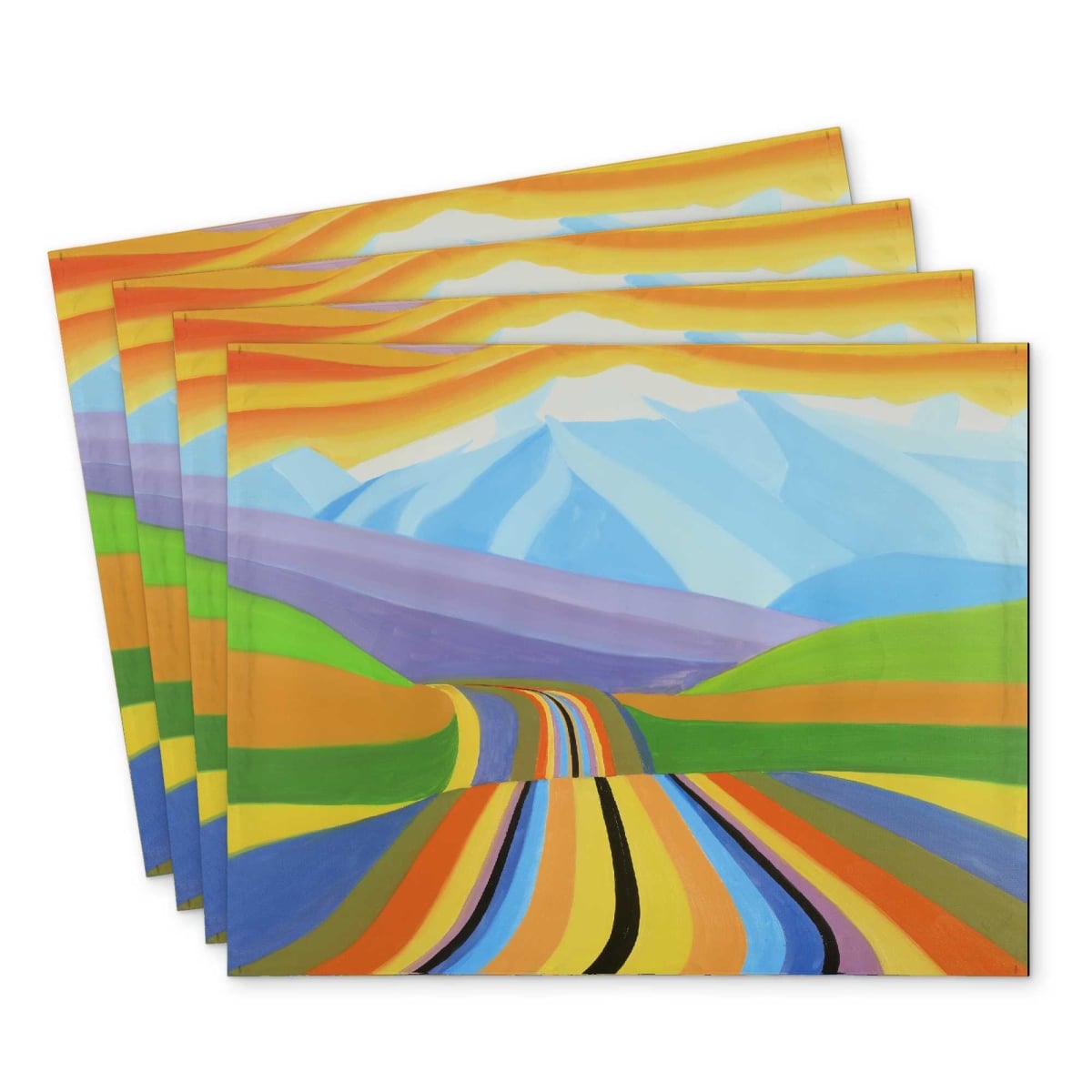 Picture of Begin Home Decor C4PP14185LLQO4 14 x 18 in. Mountain Road Multi Color Polyester Placemat - Home Decor - Set of 4