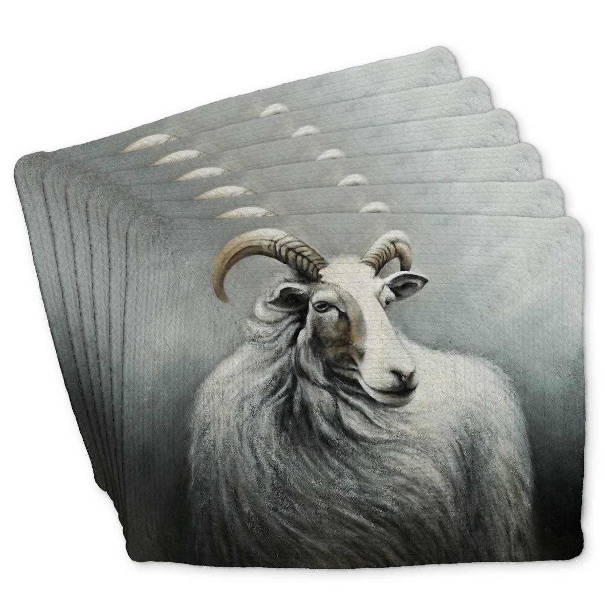 Picture of Begin Home Decor C6BP141893VUUC 14 x 18 in. Cashmere Goat - Braided Polyester Placemat for Home Decor - Set of 6