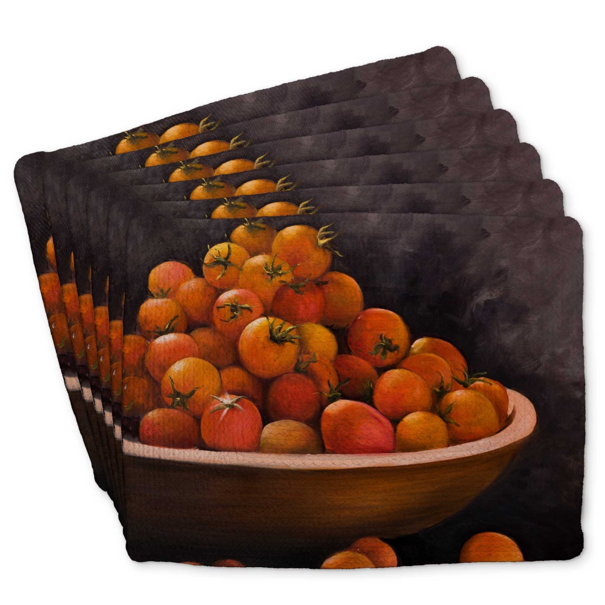 Picture of Begin Home Decor C6BP1418D1BBRO 14 x 18 in. Bowl of Cherry Tomatoes - Braided Polyester Placemat - Set of 6