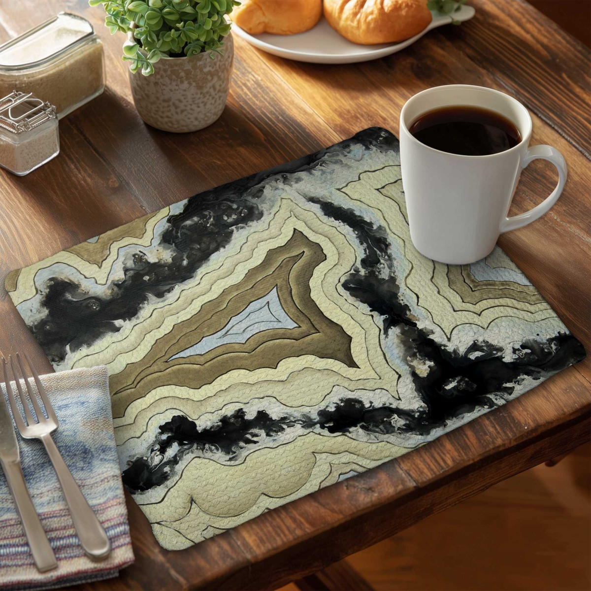 Picture of Begin Home Decor C6BP1418HTTJYX 14 x 18 in. Lace Agate Braided Polyester Placemat - Home Decor Accent - Set of 6