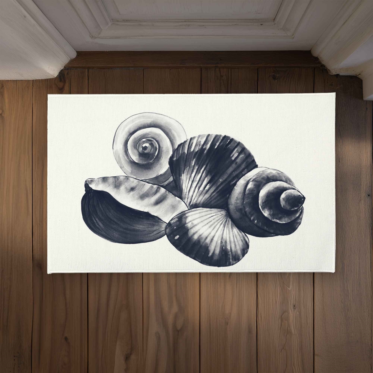 CODM2134MZA5EE 21 x 34 in. Blue Seaside Shells - Illustrative Blue Door Mat for Decor