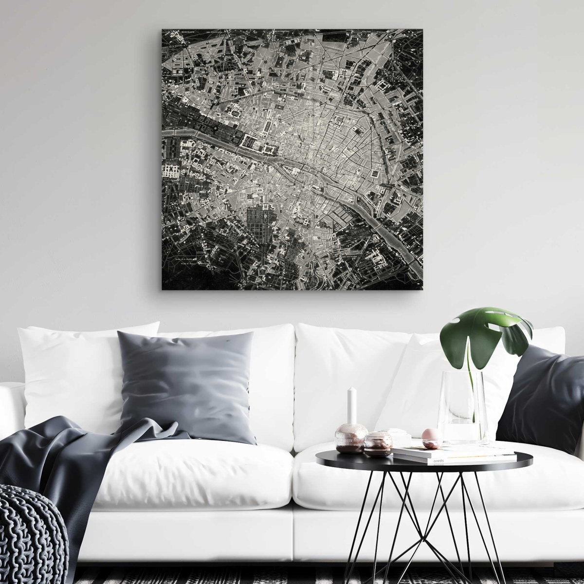 C1RC3232ERMSDU 32 x 32 in. Airplane Satellite View Canvas - Man Cave Blueprints Decor
