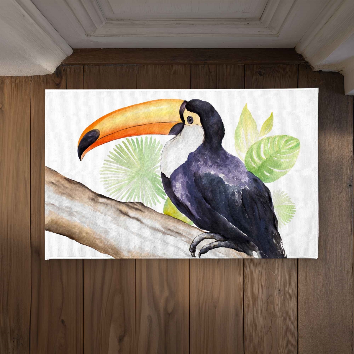 CODM2134TQ7QL8 21 x 34 in. Toucan Perched Exotic Orange Door Mat - Indoor & Outdoor Decor