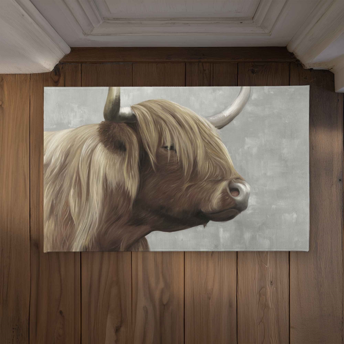 CODM2134TUG9EF 21 x 34 in. Beautiful Desaturated Highland Cattle Door Mat - Home Decor