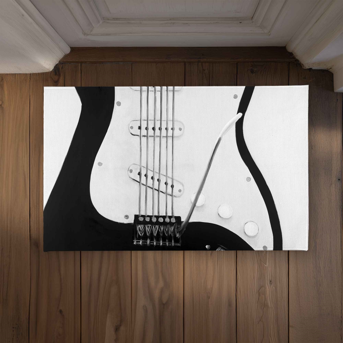 CODM2134MF7HM8 21 x 34 in. Black Electric Guitar Door Mat - Stylish Home Decor Rug