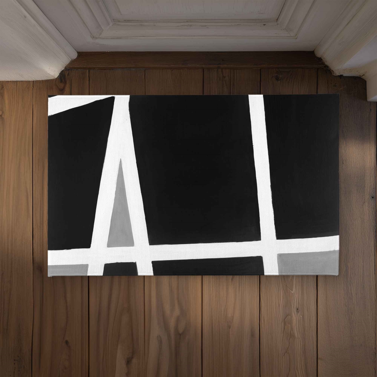 CODM2134MHRIWI 21 x 34 in. Black & White Abstract Shapes Door Mat - Industrial Decor