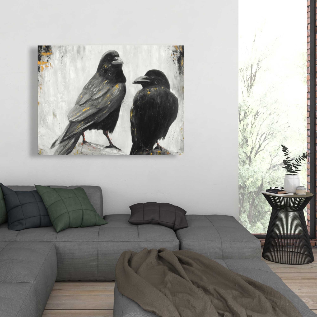 C1RC3648Q8JEN0 36 x 48 in. Two Crows Birds - Hyperrealist Canvas Art for Home Decor