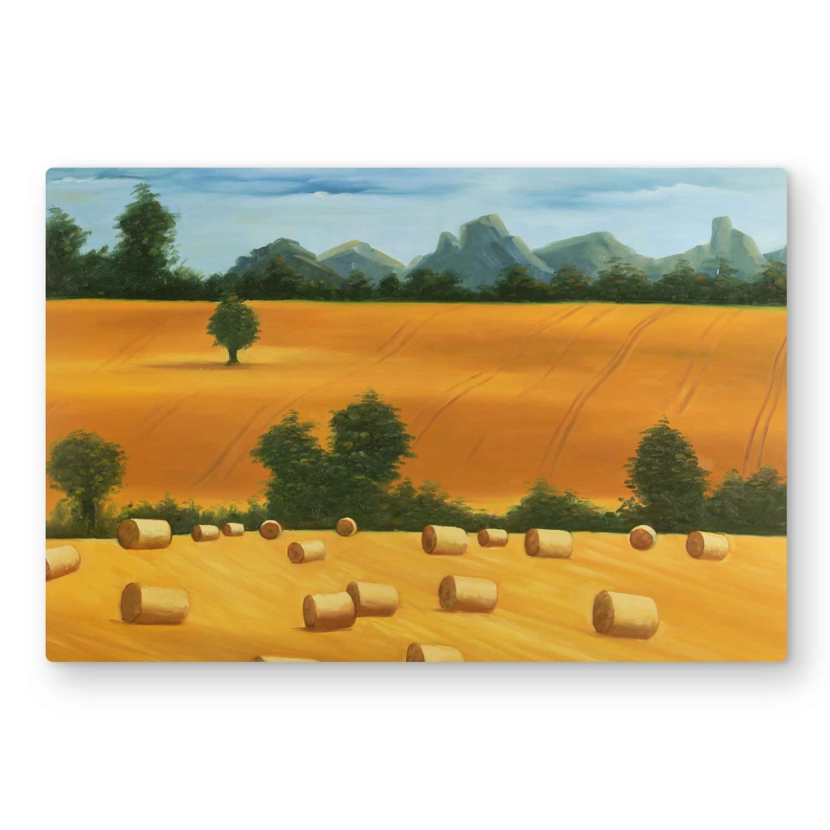 C1MP2030FQZDPS 20 x 30 in. Hay Bale Fields - Rustic Yellow Metal Print Wall Art for Home Decor