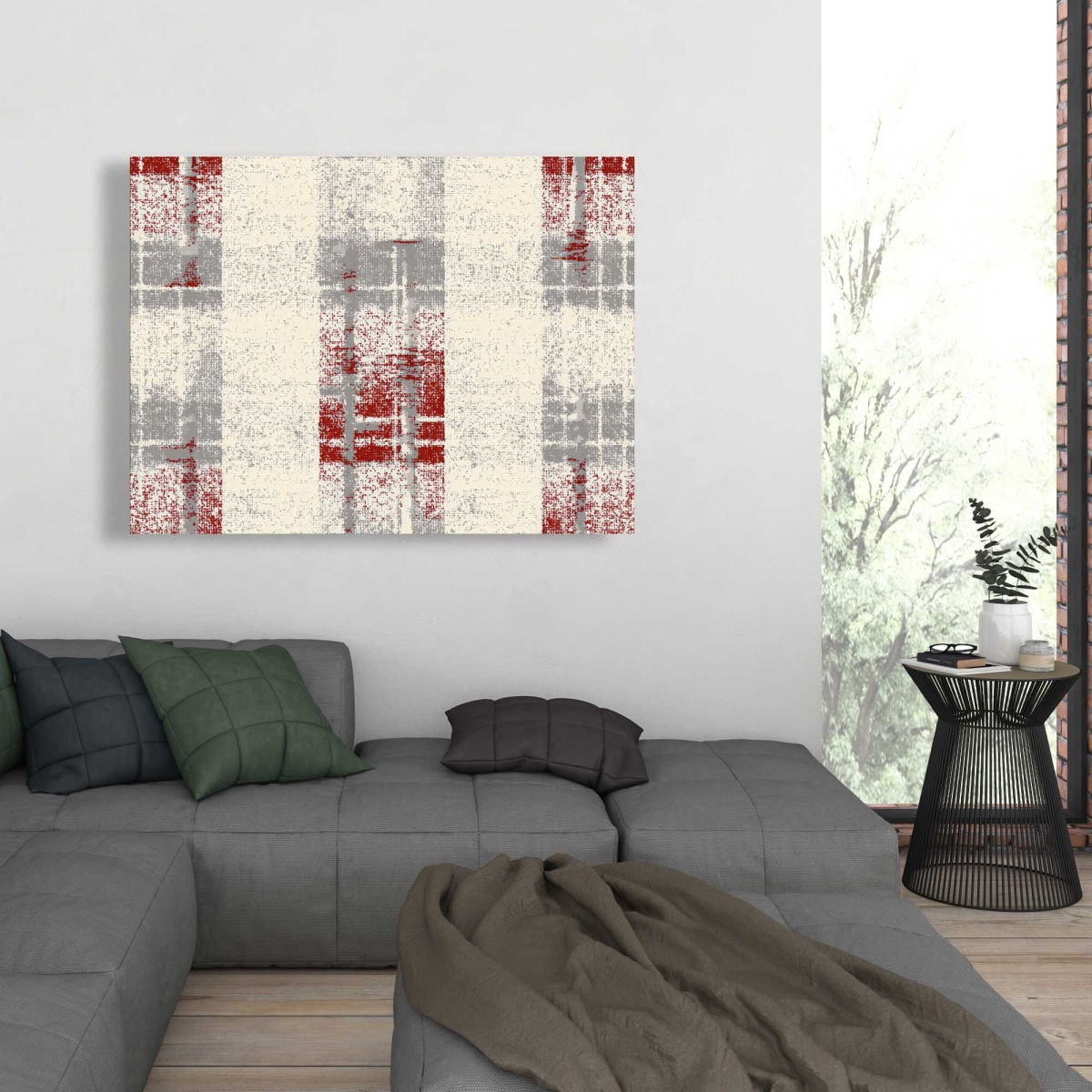 C1RC3648XC9JWS 36 x 48 in. Grunge Red Pattern - White Canvas - Stylish Art