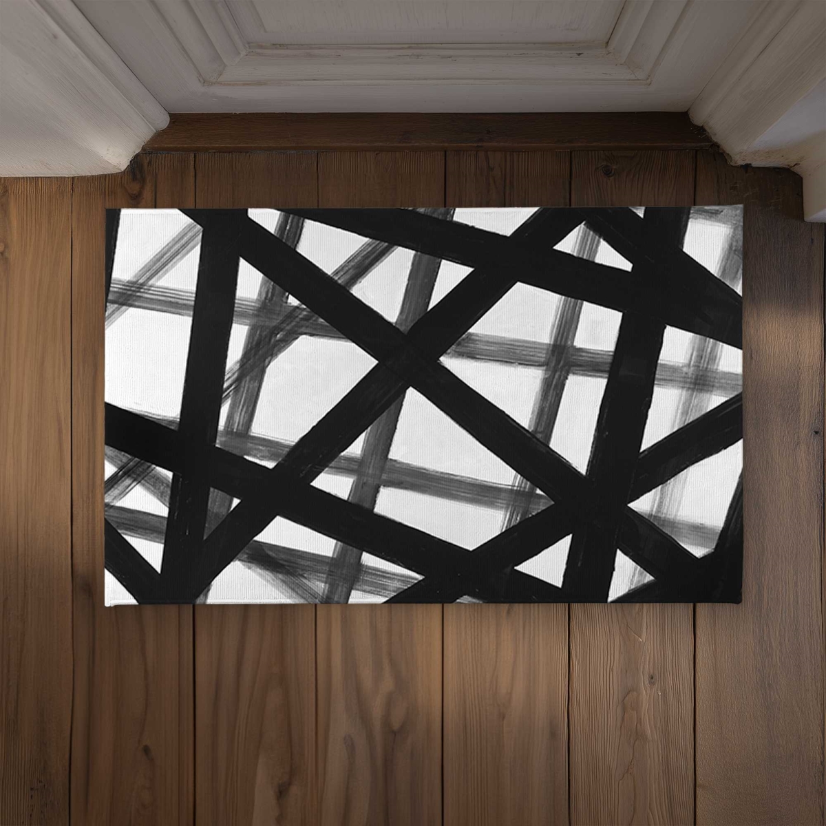 CODM2134YHXBHZ 21 x 34 in. Abstract Bold Lines Door Mat - White Pattern Home Decor