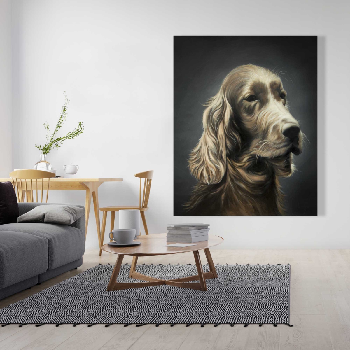 C1RC4860113VPM 48 x 60 in. Field Spaniel - Hyperrealist Canvas Art for Home Decor