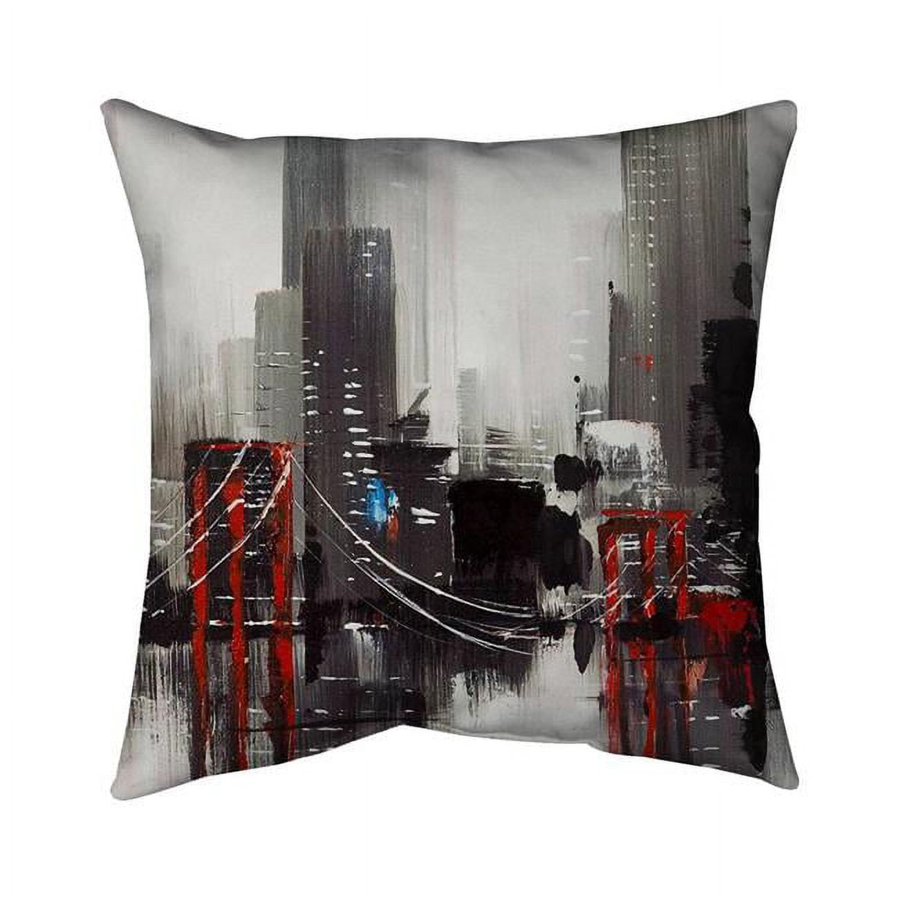 26 x 26 in. Abstract Grey City with A Bridge-Double Sided Print Indoor Pillow