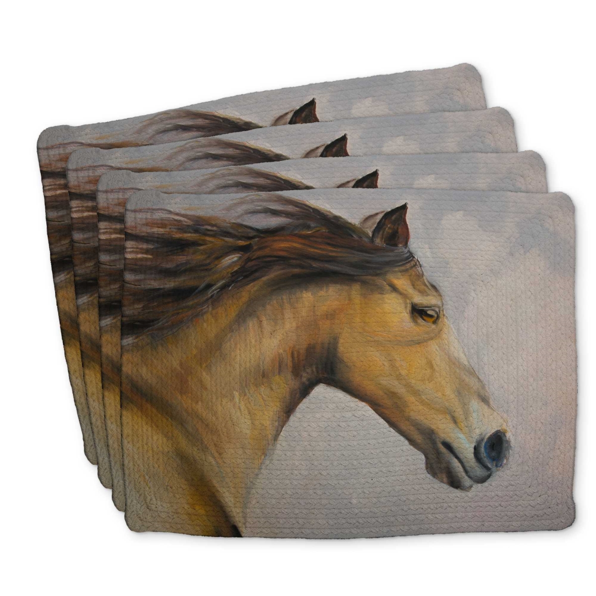 Picture of Begin Home Decor C4BP14181DDK1B 14 x 18 in. Proud Steed Placemat - Braided Polyester Home Decor - Set of 4