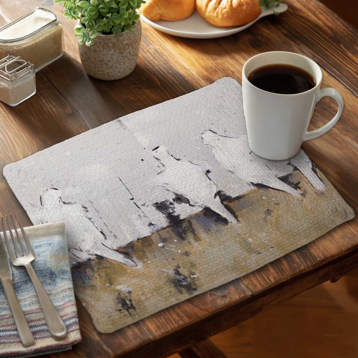 Picture of Begin Home Decor C4BP1418VZ6L54 14 x 18 in. Eight Perched Birds Braided Polyester Placemat - Home Decor - Set of 4