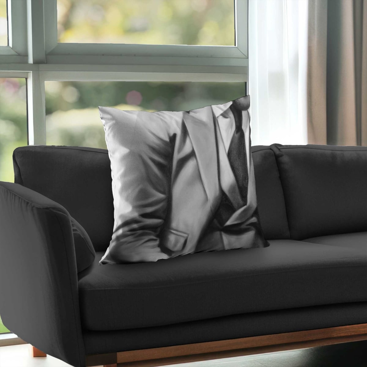 C1PT26261X89FK 26 x 26 in. Elegant Businessman Hyperrealist Man Poly Twill Throw Pillow