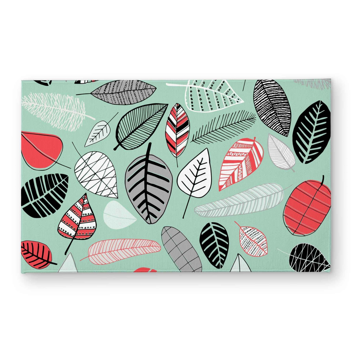 CODM21348Q9S1T 21 x 34 in. Turquoise Leaf Patterns Door Mat - Indoor & Outdoor Home Decor