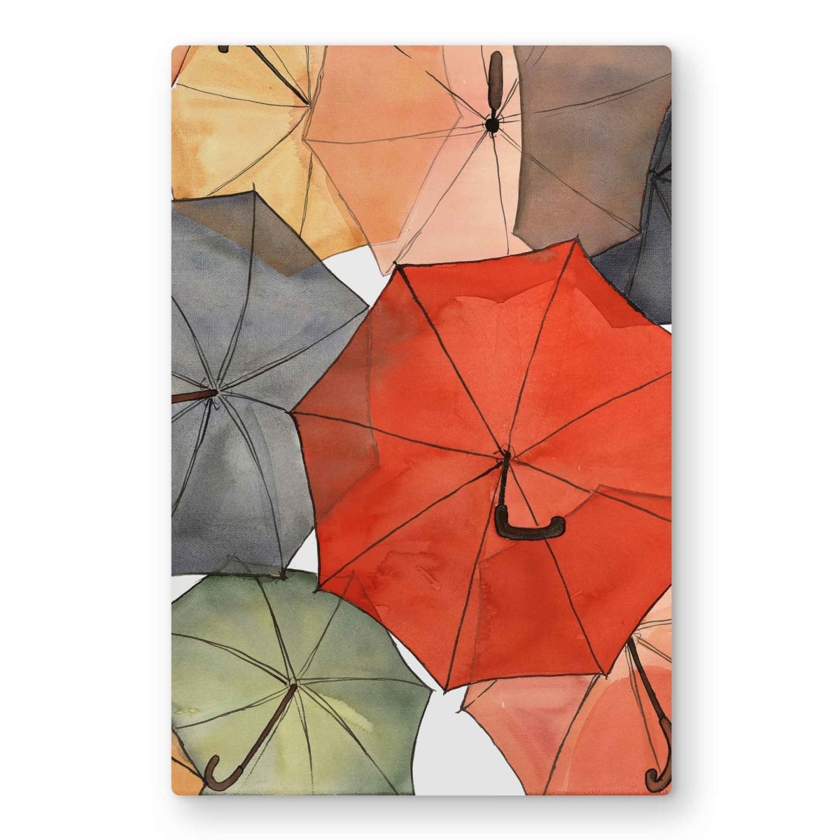 C1MP2436ADLVG7 24 x 36 in. The Umbrellas of Petit Champlain Wall Art - Red Metal Print Decor