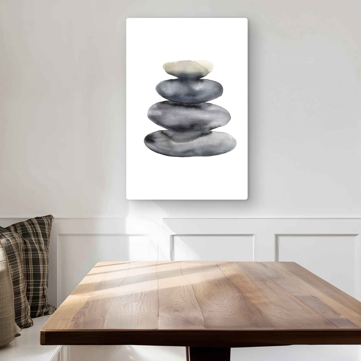 C1MP20304NCSQS 20 x 30 in. Four Hot Stones - Still Life Gray Metal Print Wall Art for Home Decor