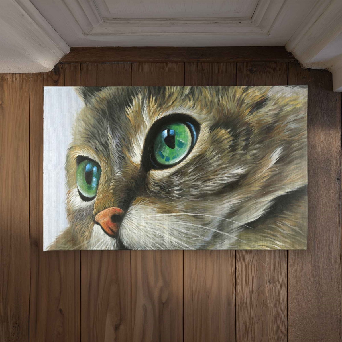 CODM2134I3GP9A 21 x 34 in. Peaceful Cat Portrait Door Mat - Hyperrealist Animals for Home
