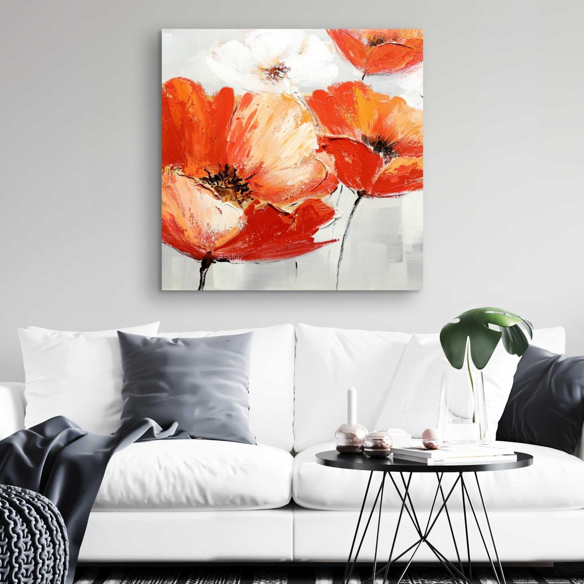 C1RC32327T2JT3 32 x 32 in. Red Wild Flowers in the Wind - Bedroom Canvas for Home Decor