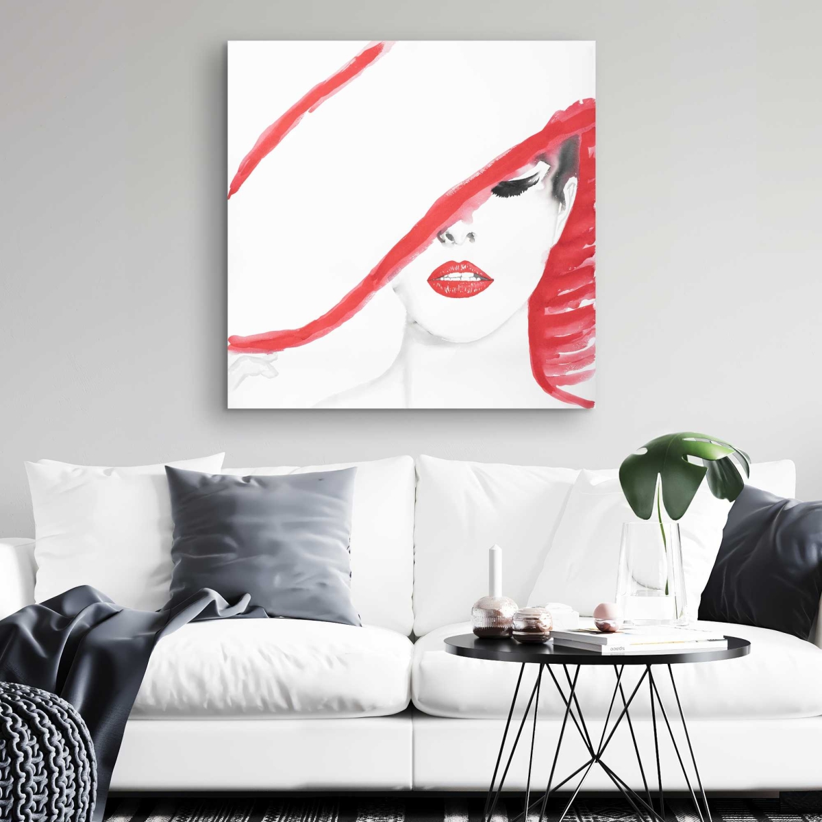 C1RC323296H0DG 32 x 32 in. Woman with A Summer Hat - Illustrative Canvas for Home Decor