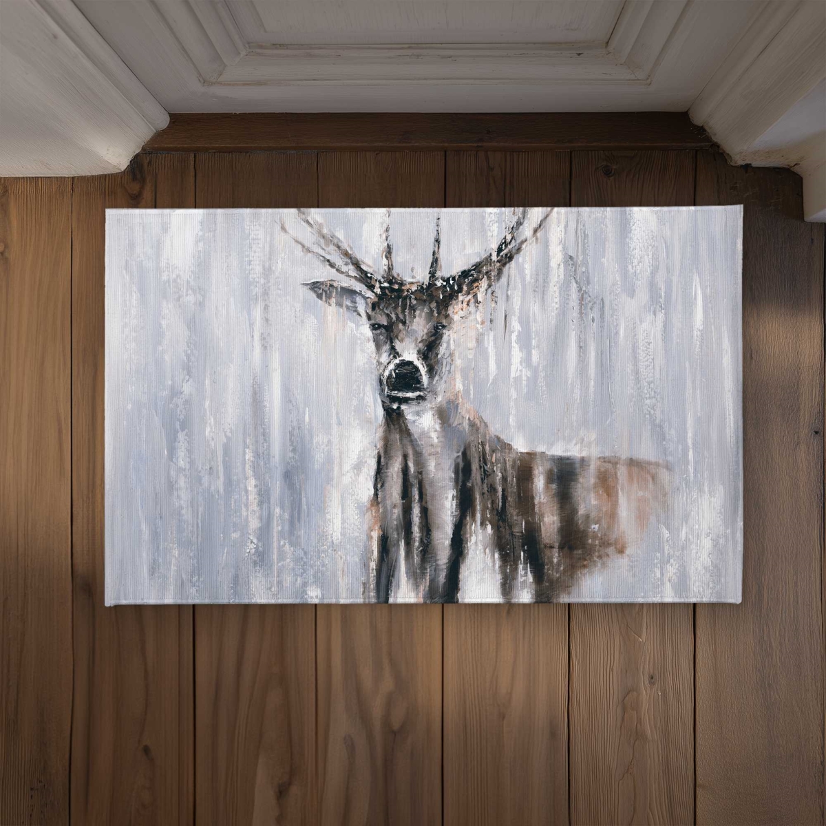 CODM213454F5WW 21 x 34 in. Winter Abstract Deer - Illustrative Snow Door Mat