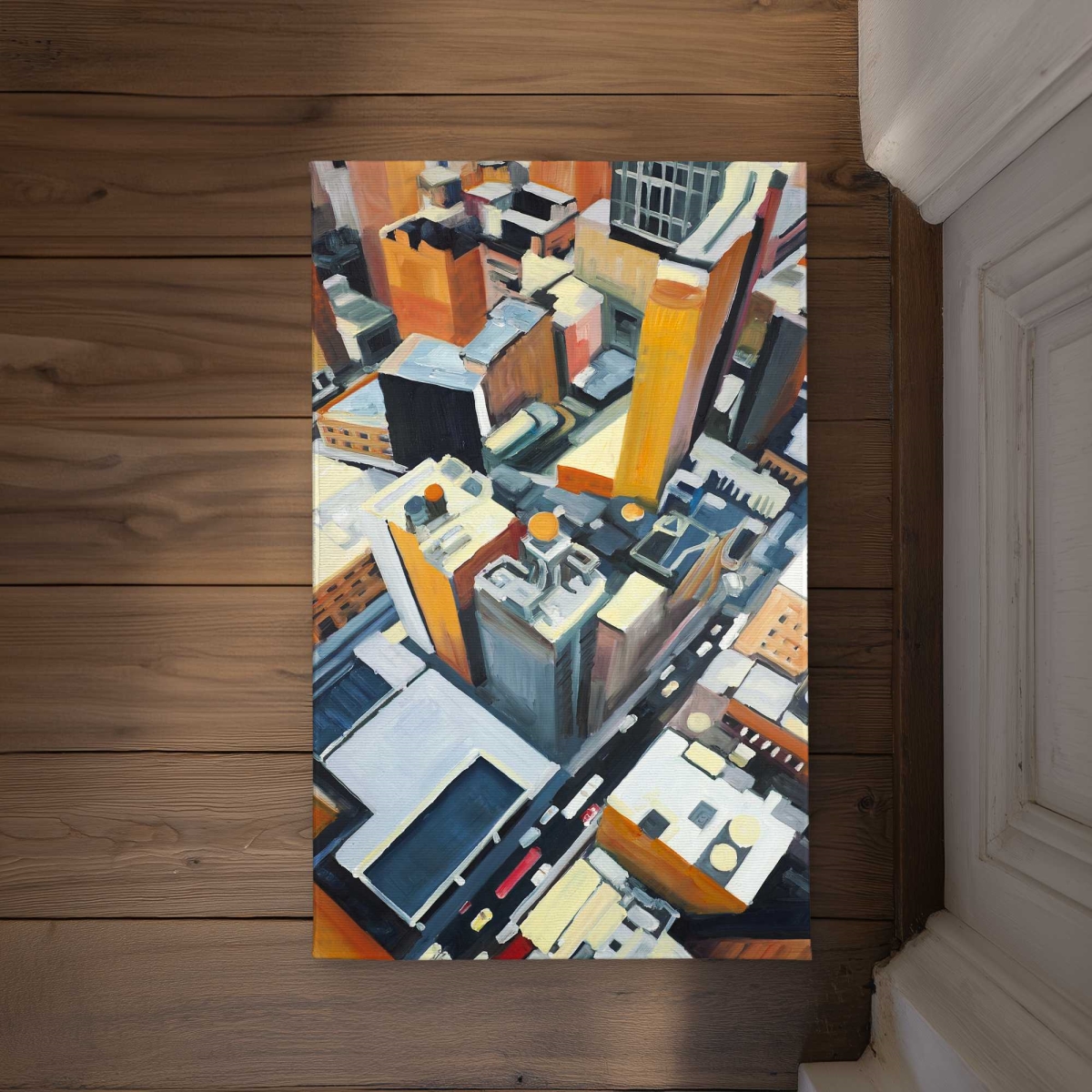 CODM213479EQJ5 21 x 34 in. Orange Cities High Top View York Door Mat - Home Decor