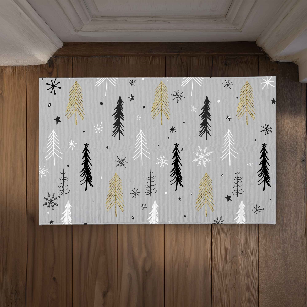 CODM21347M1NCL 21 x 34 in. Christmas Tree Pattern Door Mat - Gray Indoor & Outdoor Decor