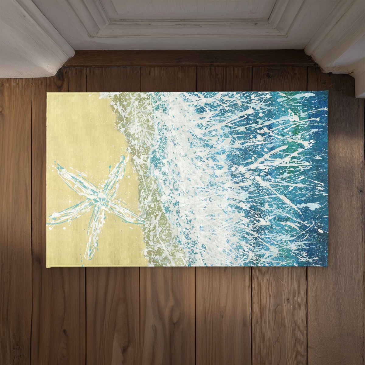 CODM2134ANKZYF 21 x 34 in. Left Side Seastar Door Mat - Coastal Bedroom - Indoor & Outdoor