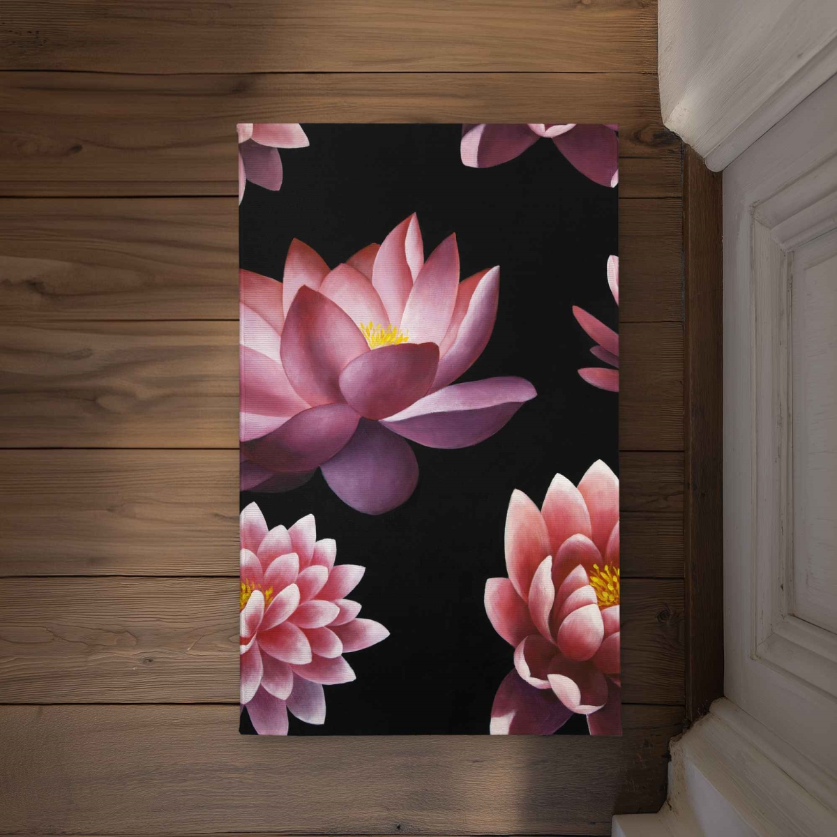 CODM2134CAYCXR 21 x 34 in. Lotus Flower Pattern Pink Flowers Door Mat - Home Decor