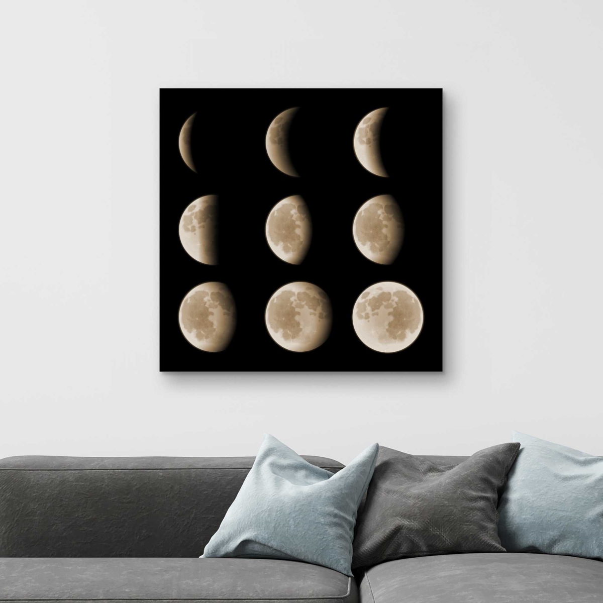 C1RC3232K6H7DI 32 x 32 in. Eclipse in Nine Phases - Modern Bedroom Canvas Decor